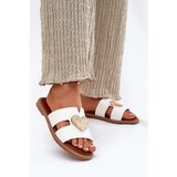 EVENTO Women's flat sandals with golden decoration white Karinma | Shoptok.si