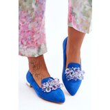 Kesi Women's Moccasins with Flat-Heeled Ornaments Navy Blue Sloane | Shoptok.si