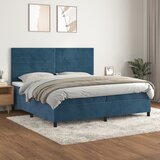The Living Store Box spring postelja z vzmetnico temno modra 200x200 cm žamet - Box Spring Postelja, (21492193) Cene