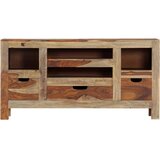  Komoda siva 100 x 30 x 50 cm od masivnog drva akacije | shoptok.hr