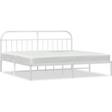 The Living Store Kovinski posteljni okvir z vzglavjem bel 193x203 cm - Posteljni Okvir, (21526197) | Shoptok.si