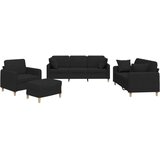  4-dijelni set sofa s jastucima crni od tkanine | shoptok.hr