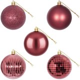  Set božićnih kuglica 50 kom. Vinska crvena 8 cm Polistiren | shoptok.hr