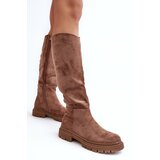 EVENTO Women's Quilted Knee-High Boots Brown Heliofa | ePonuda.com