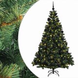  Umjetno božićno drvce s kuglicama 240 cm 300 LED lampica - Zelena 240 cm s LED-ima i crnim lopticama | shoptok.hr