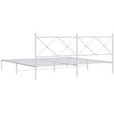  Metalni okvir za krevet s uzglavljem bijeli 193x203 cm | shoptok.hr