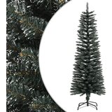 vidaXL Ozka umetna novoletna jelka s stojalom zelena 120 cm PVC | Shoptok.si