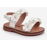 Boto White Children's Patent Sandals Adorned with Flowers Tinette | Shoptok.si