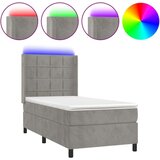  Krevet box spring s madracem LED svjetlosivi 80x200 cm baršun | shoptok.hr