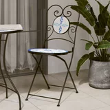 vidaXL Bistro stoli zložljivi 2 kosa bela in modra keramika