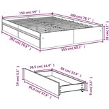  Posteljni okvir s predali betonsko siv 150x200cm inženirski les, (21204777) | Shoptok.si