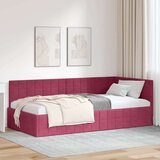 vidaXL Kotna postelja z vzglavjem vinsko rdeča 100 x 200 cm Žamet | Shoptok.si
