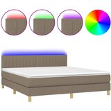  Krevet box spring s madracem LED smeđesivi 180x200 cm tkanina | shoptok.hr