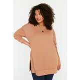 Trendyol Curve Plus Size Sweatshirt - Brown - Regular Cene