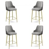 Hanah home set barskih stolica Enox, 4 dijela, sivo-zlatna | Eponuda.ba