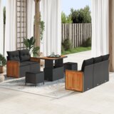 vidaXL 8-dijelni vrtni sofa set s jastučićima crni poli ratan akacija | shoptok.hr