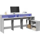vidaXL Radni stol s LED svjetlima siva boja hrasta 200x104x91cm drveni | shoptok.hr