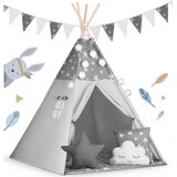  Teepee šator za djecu s girlandom i nukido svjetlima - sivi sa zvjezdicama | shoptok.hr