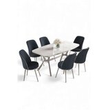 Hanah home Set trpezarijskog stola i stolica (7 delova) Lena White Marble Chrome Anthracite | Eponuda.com