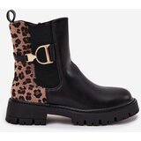 Boto Insulated Ankle Boots Women With Gold Detail Leopard Print Black Priscilla | shoptok.hr