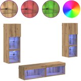 TV zidna jedinica 6 pcs Umjetnički hrast Konstruirano drvo | shoptok.hr