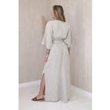 Kesi Włoski Muslin dress with embroidery at the waist light beige | Shoptok.si