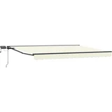 Ročno senčilo s LED-ji krema 5 x 3 m Poliester s PU premazom, (5000205105)