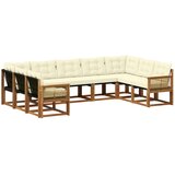 vidaXL Zunanja garnitura za sedenje z blazino 9 pcs Naravna in smetana, (5000279535) | Shoptok.si