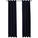 Furnova Zatemnitvene zavese z obročki 2 kosa žamet črne 140x245 cm, (21917883) | Shoptok.si