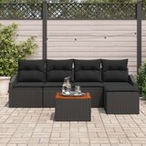 vidaXL 6-dijelni vrtni kauč set s jastučićima Crni poli ratan akacija | shoptok.hr