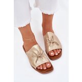 EVENTO Ladies flat sandals with decorative tie golden Norela Cene