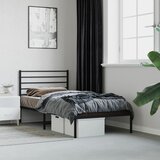Maison Chic Kovinski Posteljni okvir - Enojna postelja - Postelja za odrasle z vzglavjem črn 80x200 cm, (21693924) | Shoptok.si