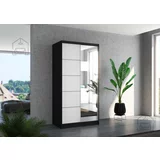 ADRK Furniture Garderobna omara z drsnimi vrati Orlando - 100 cm - črna/bela