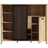 Premium Living Visoka Komoda Jytana, Barva Hrasta, Črna | Shoptok.si