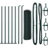 vidaXL Šestkotna ograja Zelena 0.4x10 m Jeklo, ograjni stebri s podnožjem 7 kos Ø32mm 50cm Galvanizirano jeklo | Shoptok.si