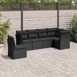  6-dijelni set vrtnih sofa s jastucima crni od poliratana | shoptok.hr