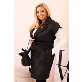 Kesi Włoski Women's Plus Size quilted vest with belt and collar black Cijene