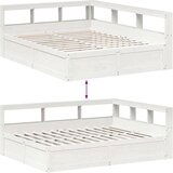  Krevet s regalom z knjige bez madraca bijeli 150x200cm borovina | shoptok.hr