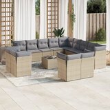 vidaXL 14-dijelni set vrtnih sofa s jastucima poliratan Bež Cijene