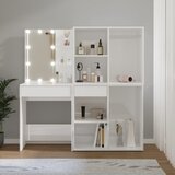vidaXL LED toaletna mizica z 2 omaricama visok sijaj bel inženir. les Cene