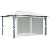  Sjenica sa zastorima i LED svjetlima 400 x 300 cm krem aluminij | shoptok.hr
