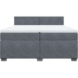 vidaXL Box spring postelja z vzmetnico temno siva 200x200 cm žamet | Shoptok.si