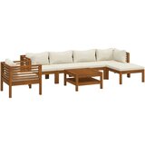 The Living Store Vrtna sedežna garnitura 7-delna s krem blazinami akacijev les - Vrtna Garnitura, (21460026) | Shoptok.si