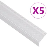 vidaXL Obroba za stopnice L-oblike 5 kosov aluminij 100 cm srebrna