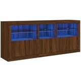 Maison Chic Komoda - Predalnik z LED lučkami dimljen rjav hrast 162x37x67 cm, (21721550) | Shoptok.si