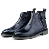 Ducavelli Leeds Genuine Leather Chelsea Daily Boots With Non-Slip Soles, Navy Blue.