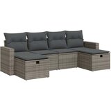  6-dijelni set vrtnih sofa od poliratana s jastucima sivi | shoptok.hr
