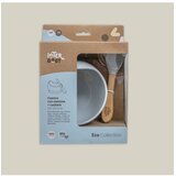 Interbaby Silikonska zdjelica + žlica Blue Grey | shoptok.hr