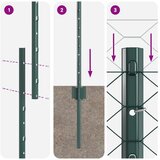vidaXL Ograjne Palice 11 kos U-Podstavki Zelene 140 cm Jeklo, Šesterokotna Ograja Zelena 1.4x50 m Jeklo | Shoptok.si