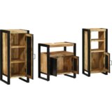 vidaXL Set namještaja za kupaonicu 3 pcs Smeđa Čvrsto drvo manga | shoptok.hr